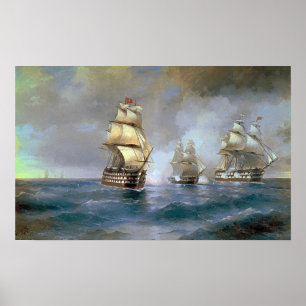 Poster Aivazovsky - La brigantine Mercury attaquée par de