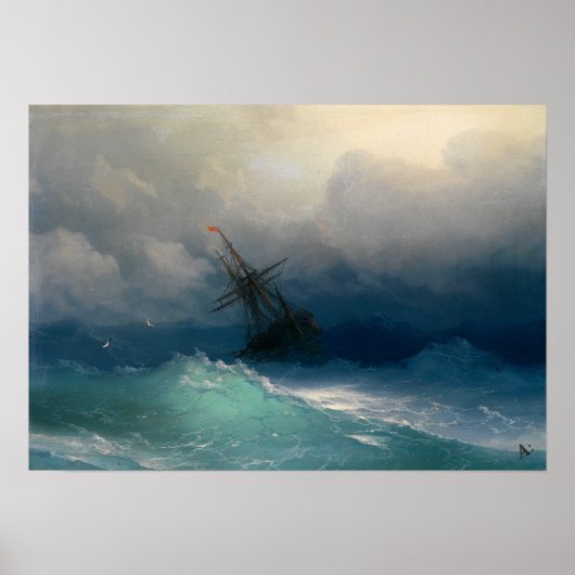 Poster Aivazovsky - Navire Sur Les Mer Stormy (Devant)