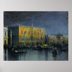 Poster Aivazovsky - Pluie au palais à Venise au clair de