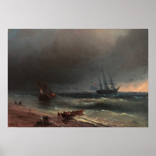 Poster Aivazovsky - Tempête Au Large De La Plage (Devant)