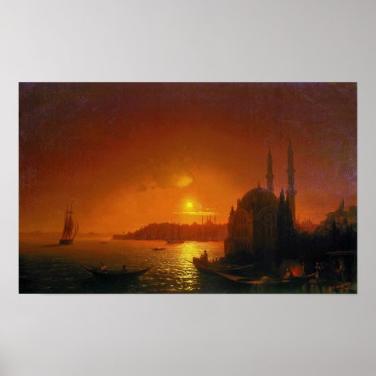 Poster Aivazovsky - Vue de Constantinople au clair de lun (Devant)
