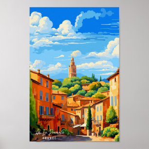 Poster Aix En Provence France illustration de voyage vint