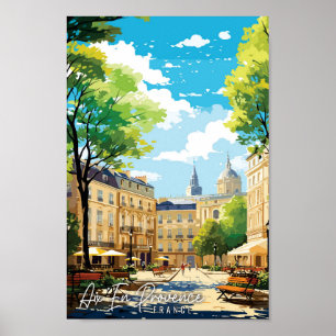 Poster Aix En Provence France illustration de voyage vint