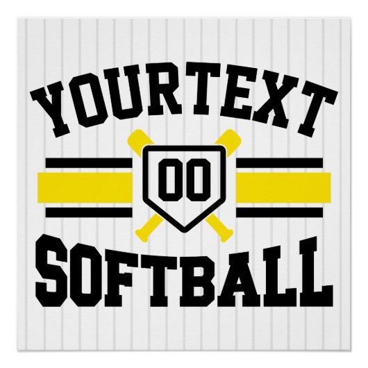 Poster AJOUT PERSONNALISÉ NOM Softball Player Varsity Tea (Devant)