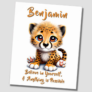 Poster Ajouter le nom Texte, Baby Cheetah Cub Nursery