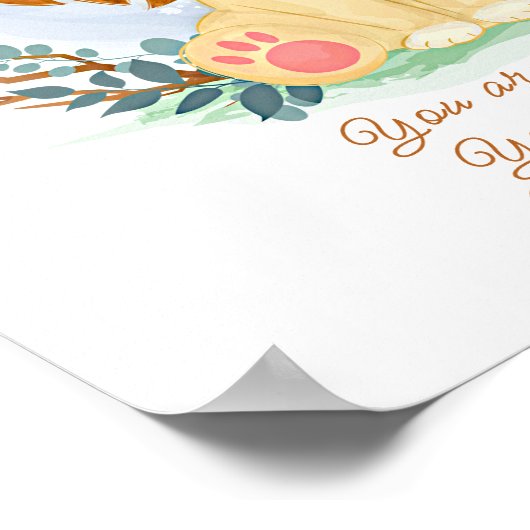 Poster Ajouter le nom Texte, Lion bébé et Fleurs Pépinièr (Coin)