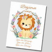 Poster Ajouter le nom Texte, Lion bébé et Fleurs Pépinièr