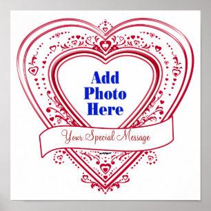 Poster Ajouter un message spécial Photo Red Hearts