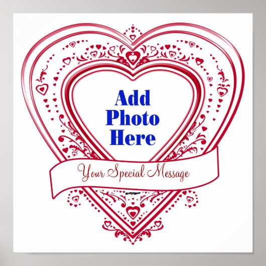 Poster Ajouter un message spécial Photo Red Hearts (Devant)