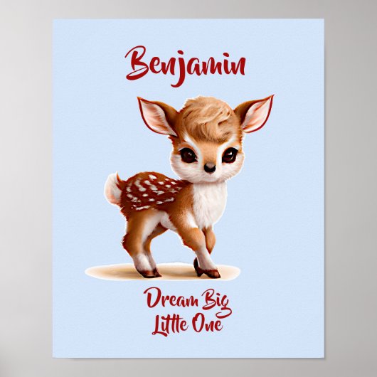 Poster Ajouter un nom Texte, Faon Mignon - Faon de Cerf s (Devant)