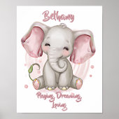Poster Ajouter un nom Texte, Happy Baby Elephant Nursery (Devant)