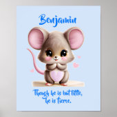 Poster Ajouter un nom Texte, souris bébé avec de grandes (Devant)
