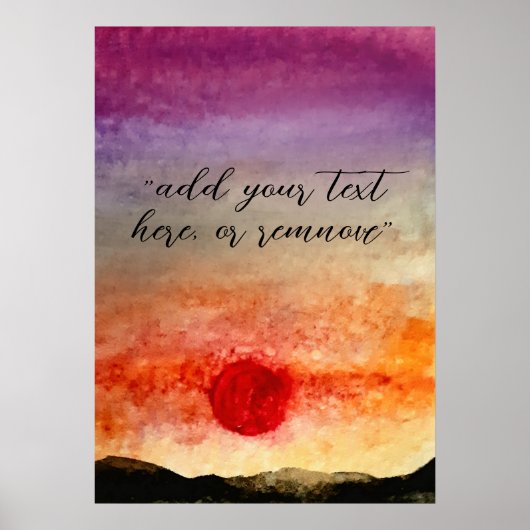 Poster Ajouter un texte aquarelle Sunset Mountains Paysag (Devant)