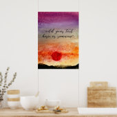 Poster Ajouter un texte aquarelle Sunset Mountains Paysag (Cuisine)