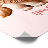 Poster Ajouter un texte de nom, bébé lion avec fleur bleu (Coin)