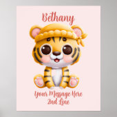 Poster Ajouter un texte de nom, bébé tigre avec chapeau s (Devant)