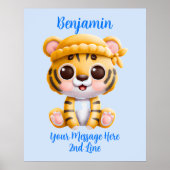 Poster Ajouter un texte de nom, bébé tigre avec chapeau s (Devant)