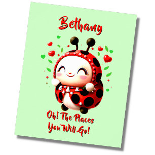Poster Ajouter un texte de nom, coccinelle rouge, nurseri
