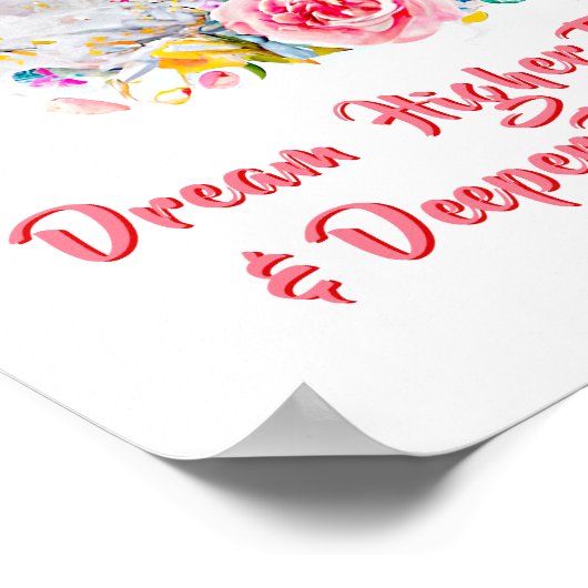 Poster Ajouter un texte de nom,  Cygne doux avec des fleu (Coin)