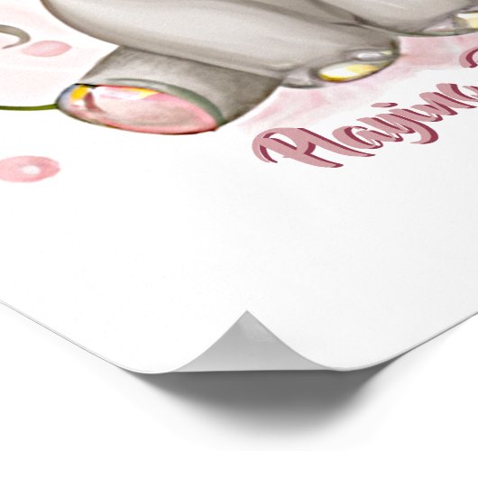 Poster Ajouter un texte de nom, Joyeux éléphant bébé Nurs (Coin)