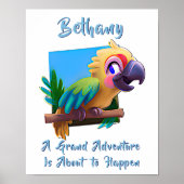 Poster Ajouter un texte de nom, perroquet Ara Macaw bébé  (Devant)