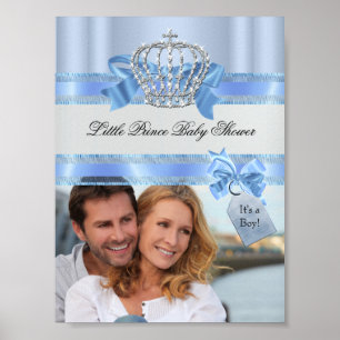 Poster Ajouter une photo Baby Shower Garçon Bleu Petit Pr