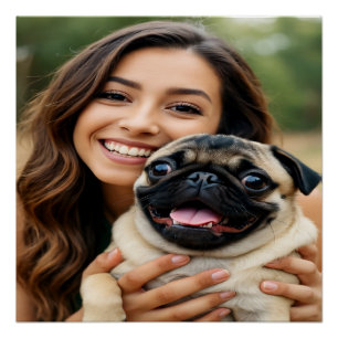 Poster Ajouter une photo de Pug Personnaliser Personnalis