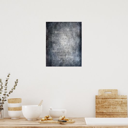 Poster Ajouter Votre Citation Grunge Texturée Gris Foncé (Cuisine)