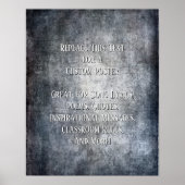 Poster Ajouter Votre Citation Grunge Texturée Gris Foncé (Devant)