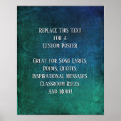 Poster Ajouter Votre Devis Texte Grunge Bleu do-it-yourse (Devant)