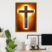 Poster Ajouter Votre Écriture, Croix Chrétienne Bijoux Bl (Bureau à domicile)