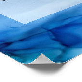 Poster Ajouter Votre Encre D'Alcool Abstrait Bleu Texte P (Coin)