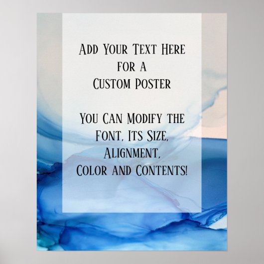 Poster Ajouter Votre Encre D'Alcool Abstrait Bleu Texte P (Devant)
