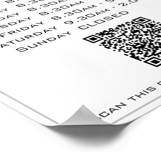 Poster Ajouter votre logo Code QR Heures d'ouverture d'en (Coin)