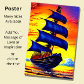 Poster Ajouter Votre Message, Bateau Pirate Blue Sailing