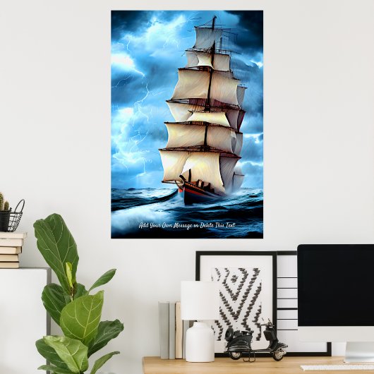 Poster Ajouter votre message, voilier en Blue Lightning (Bureau à domicile)
