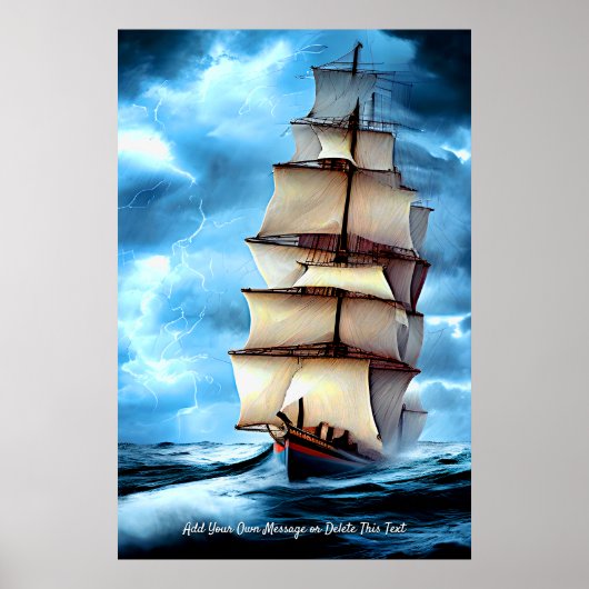 Poster Ajouter votre message, voilier en Blue Lightning (Devant)