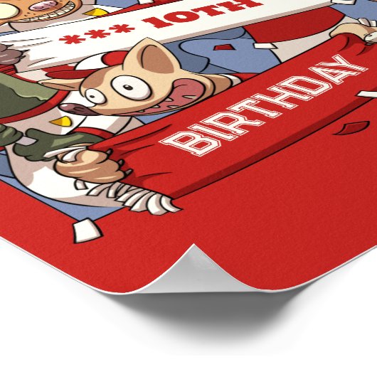 Poster Ajouter Votre Nom Fête Anniversaire Animaux Ventil (Coin)