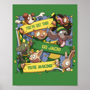Poster Ajouter Votre Nom Motivational Animal Fans Cartoon