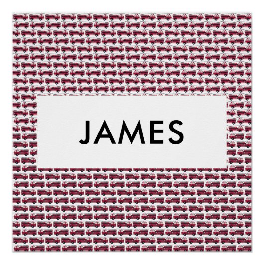 Poster Ajouter votre nom Red Fire truck Personnalisé (Devant)