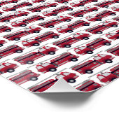 Poster Ajouter votre nom Red Fire truck Personnalisé (Coin)