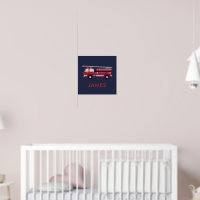 Ajouter votre nom Red Fire truck Personnalisé