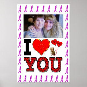 Poster Ajouter Votre Photo I Love You Breast Cancer Ribbo