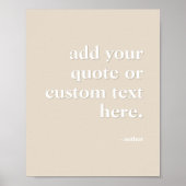 Poster Ajouter Votre Propre Citation Typographie Beige Mo (Devant)