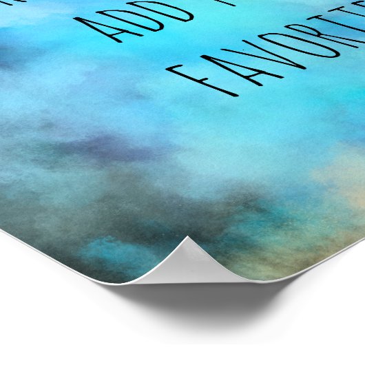 Poster ajouter votre propre devis aquarelle bleu abstrait (Coin)