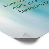 Poster ajouter votre propre devis jolie aquarelle bleue (Coin)