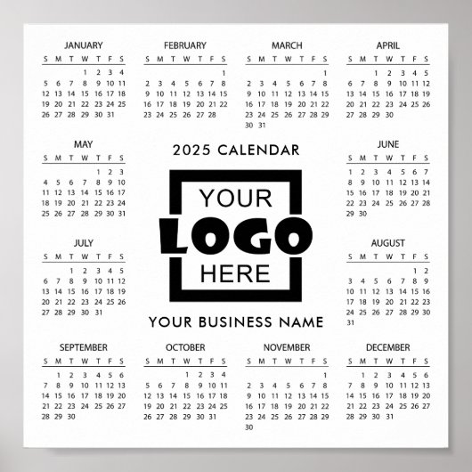Poster Ajouter votre propre logo d'entreprise 2025 Calend (Devant)