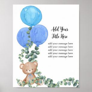 Poster Ajouter votre propre message Bear Blue Ballotte Eu