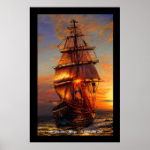 Poster Ajouter votre propre message Brown Pirate Voilier (Devant)