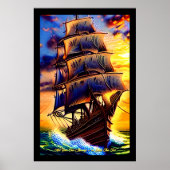 Poster Ajouter Votre Propre Message Pirate Brown Voilier  (Devant)